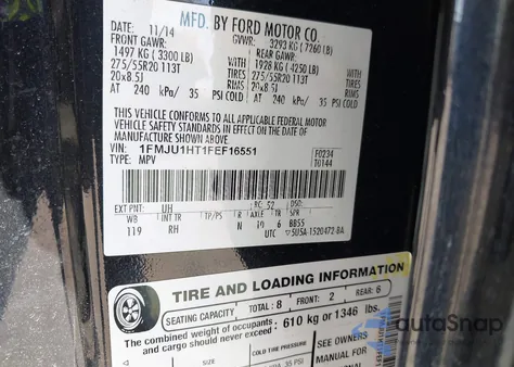 2015 Ford Expedition King Ranch from USA, damaged, VIN 1FMJU1HT1FEF16551